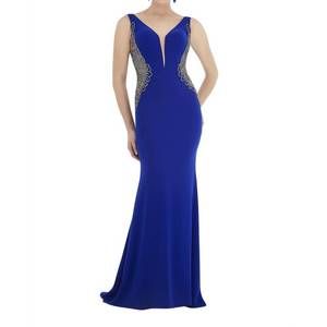 NEW SABOROMA beaded evening dress with sweep train in royal